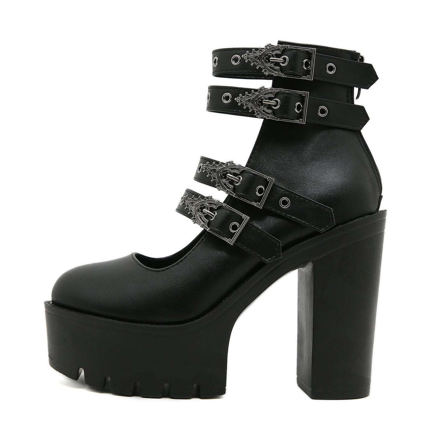 DARK GOTH PLATFORM MARY JANE BLOCK HEELS