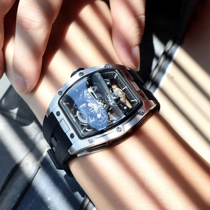 Automatic Sport Mechanical Watch – Tonneau Dial Silicone Strap