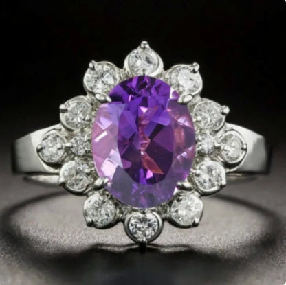 Sparkling Blue Zircon Engagement Ring – Classic Round Cut Women Jewelry