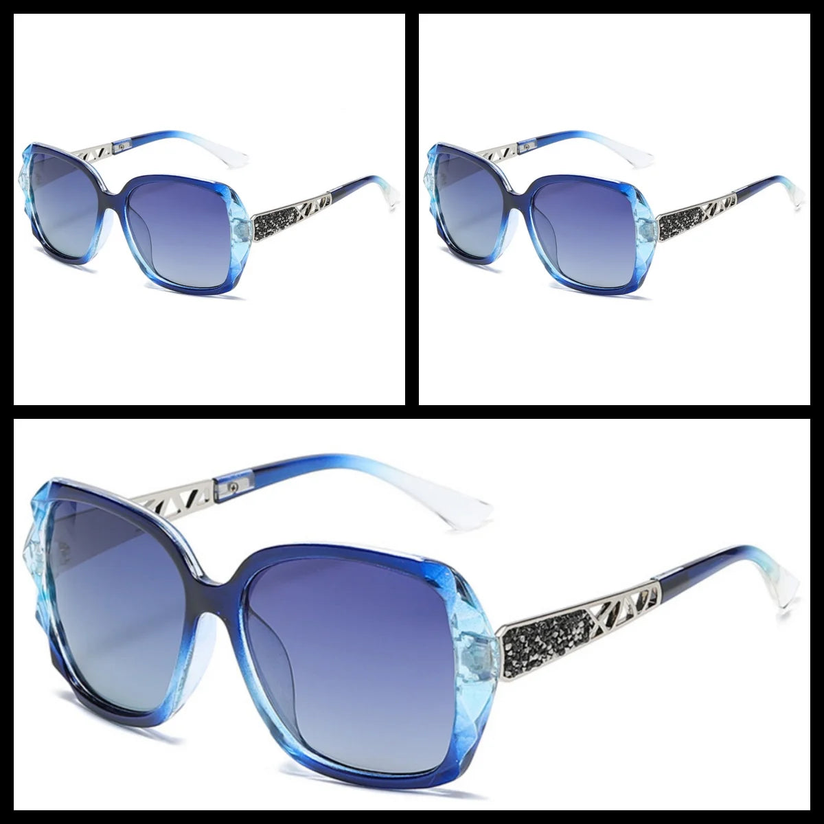 Elegant UV Protection Sunglasses with Sparkling Diamond-Inspired Finish