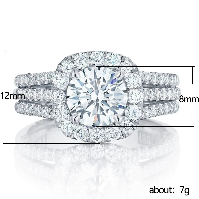Classic Light Luxury Moissanite Ring – Square Cut Sterling Silver Women’s Jewelry