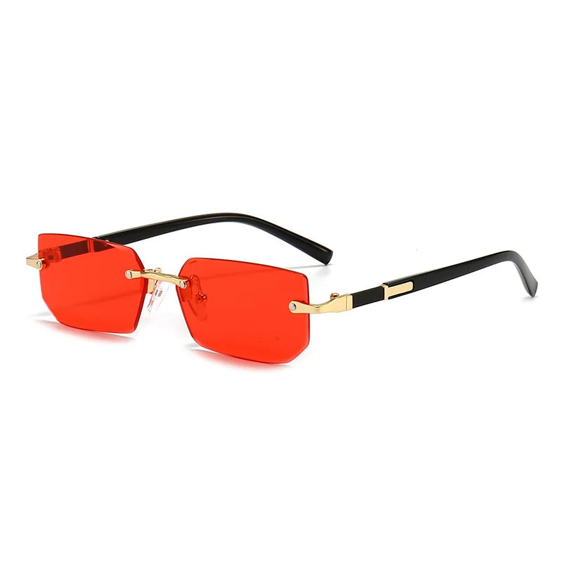 Small Rectangle Rimless Shades – Trendy Summer Unisex Sunglasses