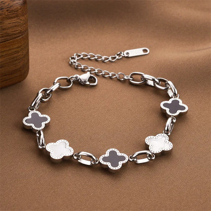 Minimal Lucky Chain Bracelet – Women Fashion Titanium Steel Clover Charm