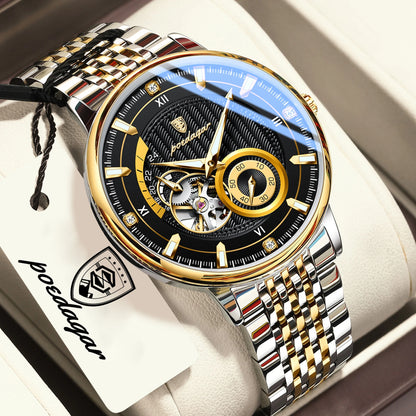 Luxury Skeleton Automatic Watch – Stainless Steel Luminous Design