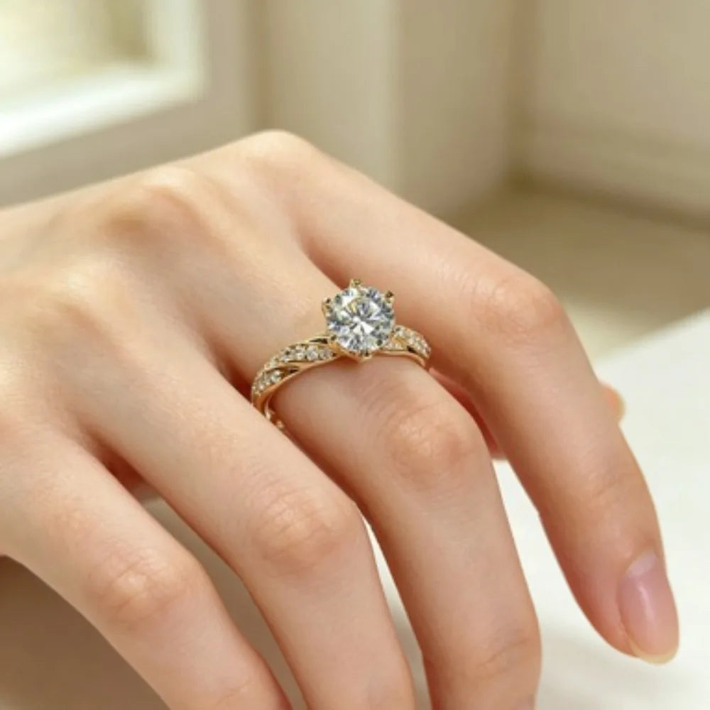 Premium 925 Sterling Silver Moissanite Ring – 2-Carat Center Stone