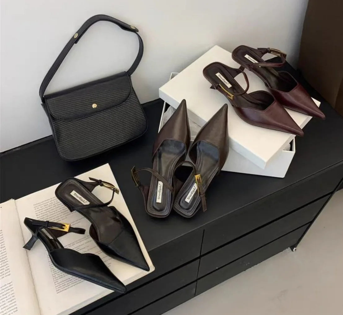 MODERN BUCKLE STRAP HIGH HEEL SLINGBACK