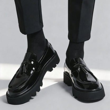 Elegant Gloss Finish Thick Sole Formal Loafers for Men