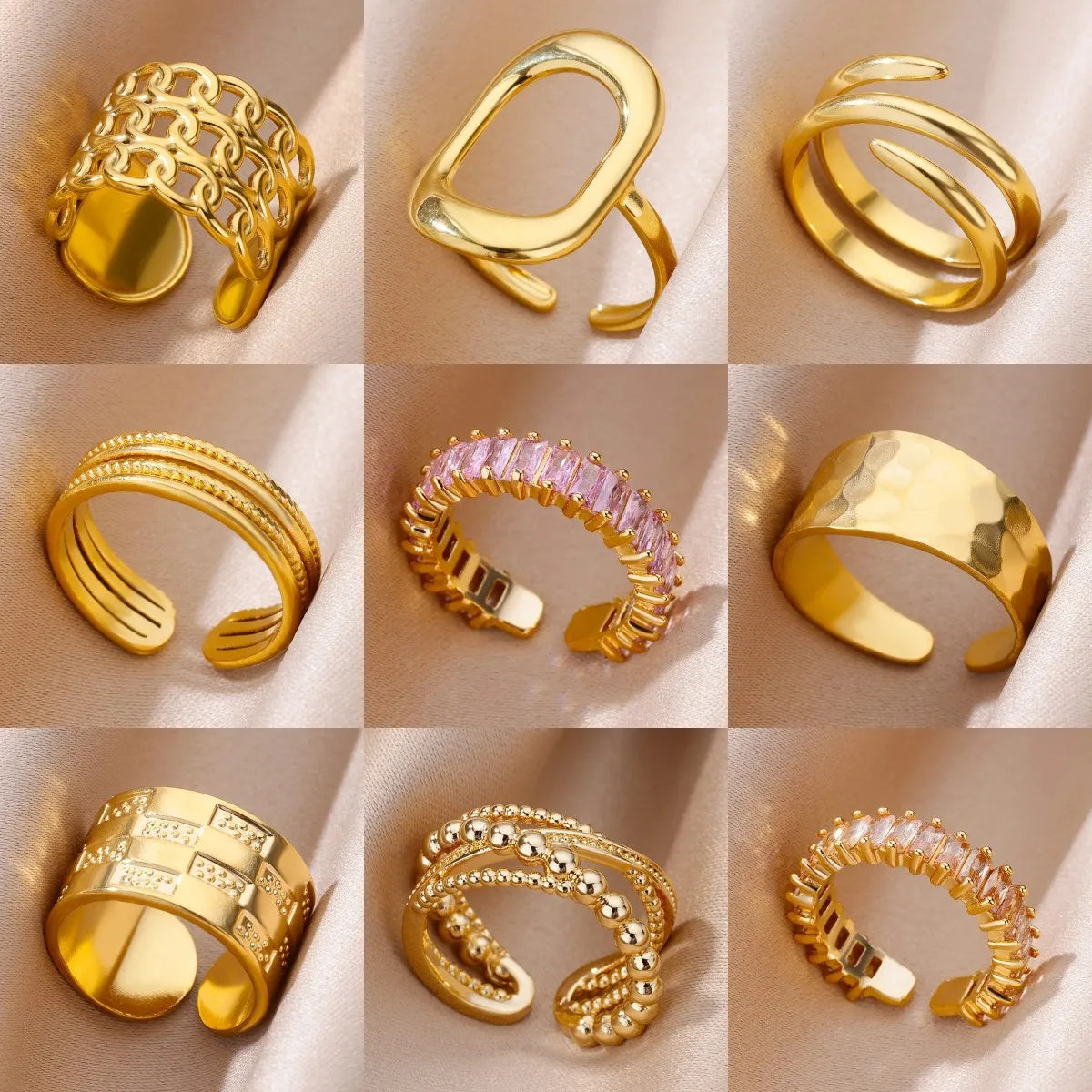 Classic Wedding Couple Rings – Gold Tone Stainless Steel Band Set