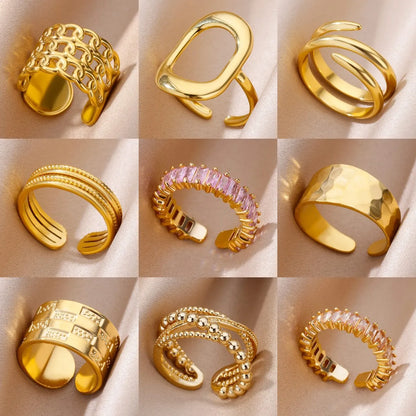 Classic Wedding Couple Rings – Gold Tone Stainless Steel Band Set