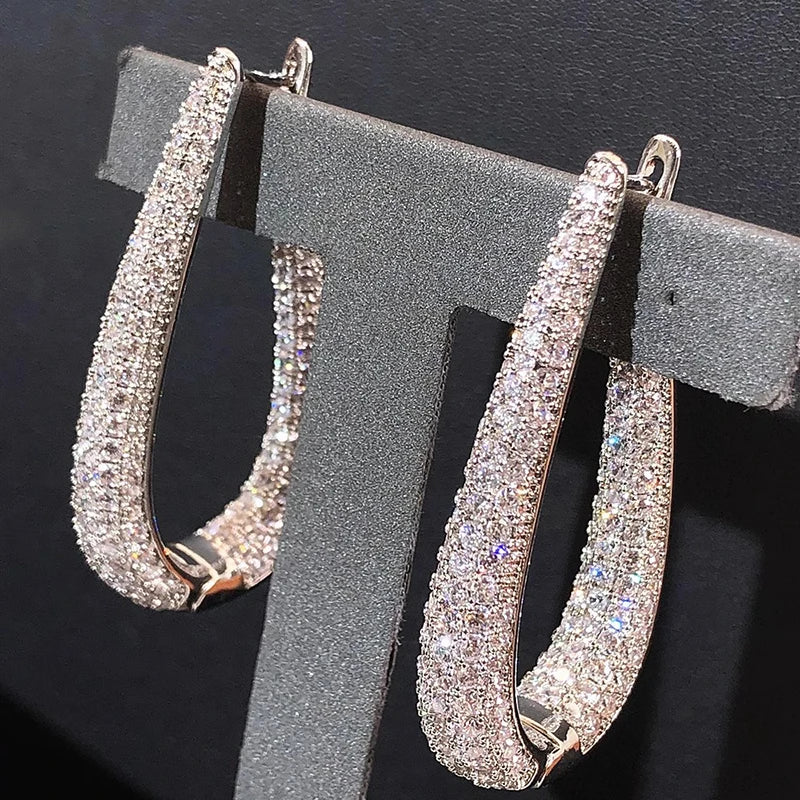 Classic U-Shaped Earrings for Women – Refined Cubic Zirconia Hoop Jewelry