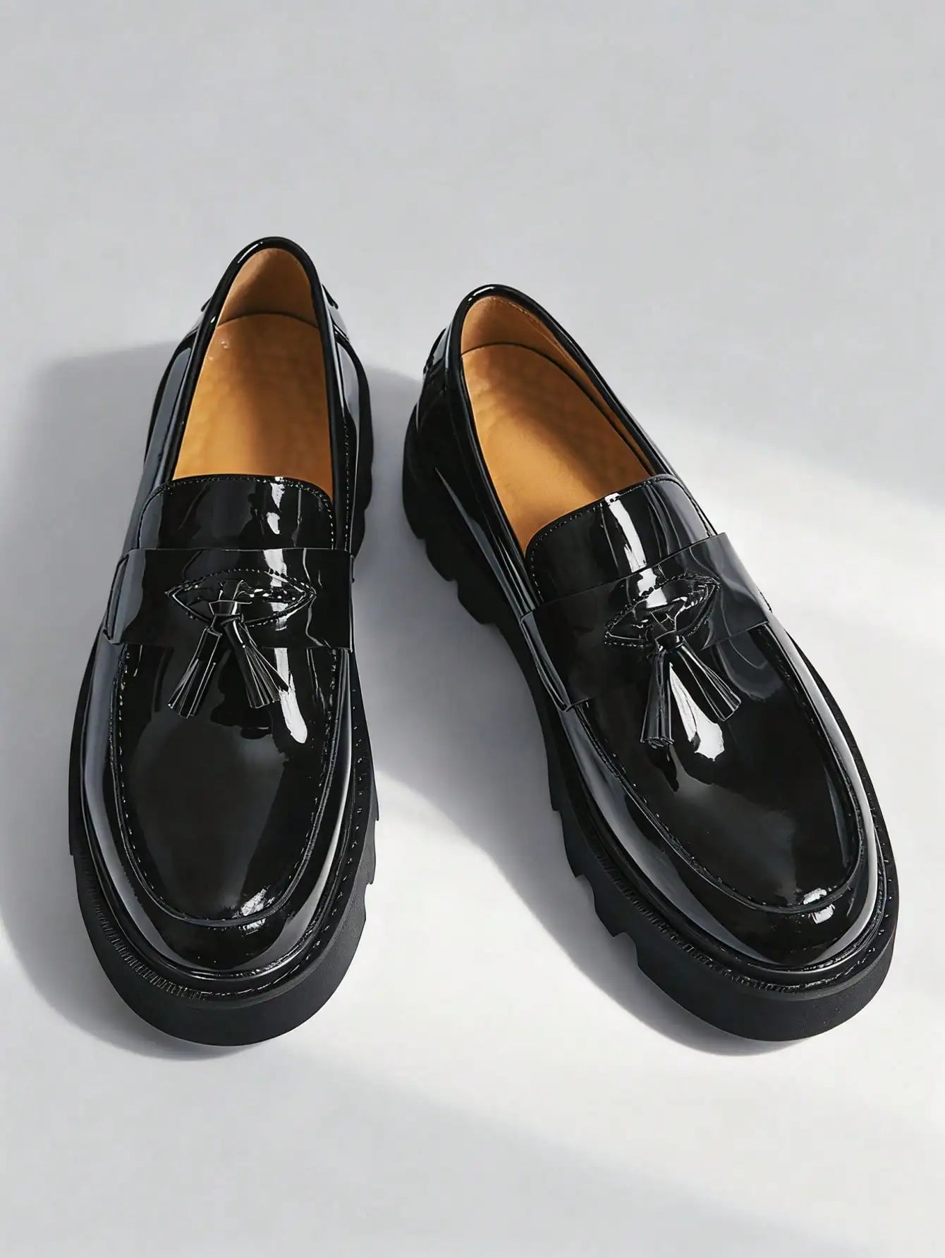 Elegant Gloss Finish Thick Sole Formal Loafers for Men