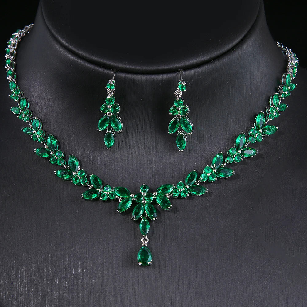 Timeless Cubic Zirconia Necklace & Earrings – Elegant Women’s Jewelry Gift Set