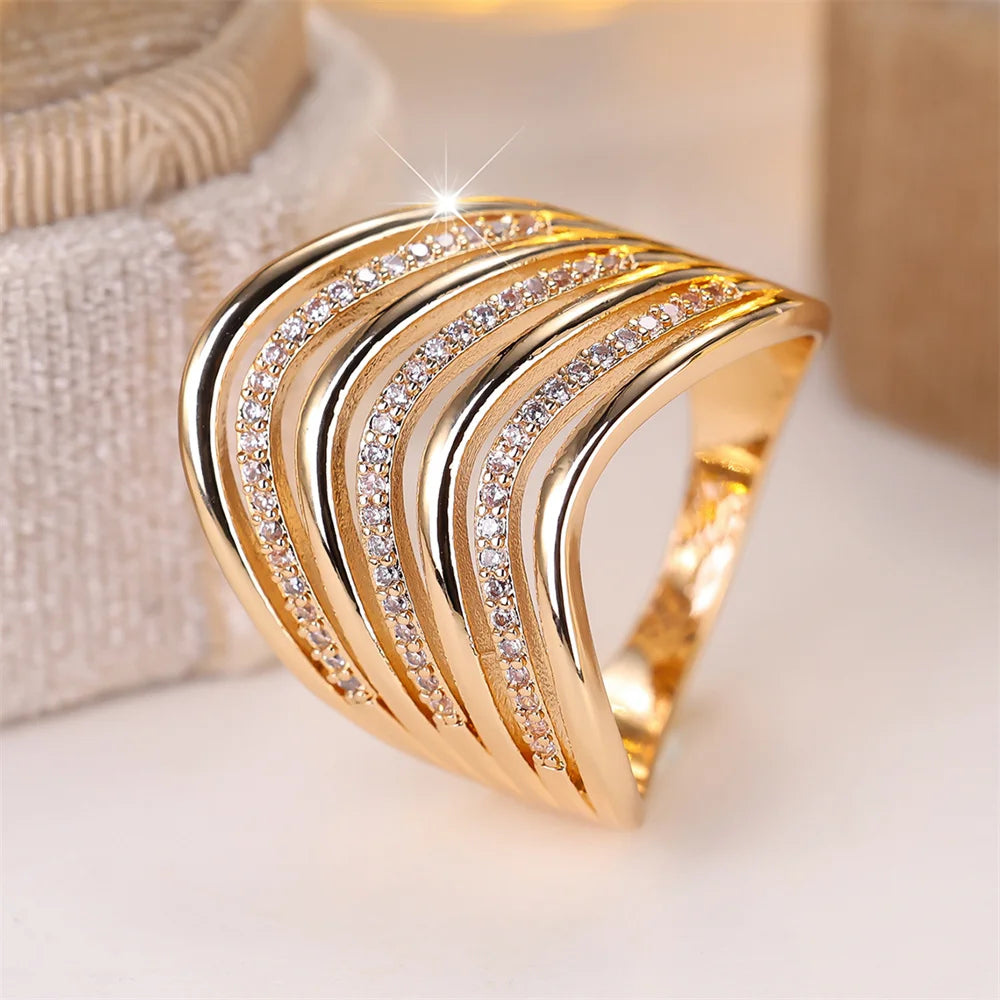 Luxury-Inspired Multilayer Zircon Ring – Elegant Women’s Wedding & Engagement Accessory