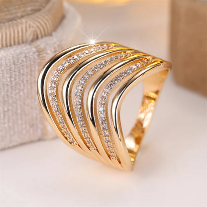 Luxury-Inspired Multilayer Zircon Ring – Elegant Women’s Wedding & Engagement Accessory