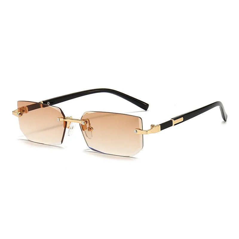 Small Rectangle Rimless Shades – Trendy Summer Unisex Sunglasses