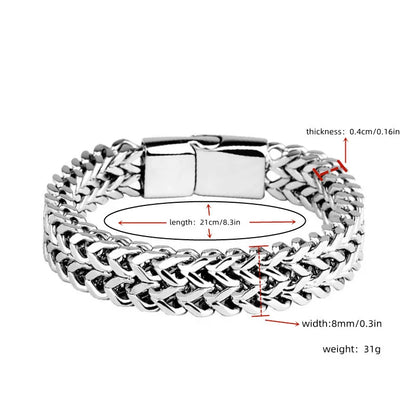 Braided Fish Scale Magnetic Bracelet – Stainless Steel Modern Chain Jewelry