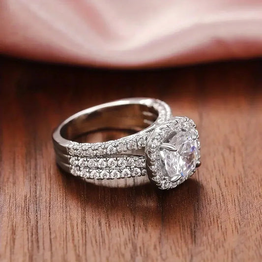 Classic Light Luxury Moissanite Ring – Square Cut Sterling Silver Women’s Jewelry