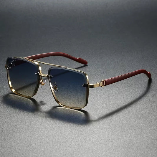 Fashion Square Metal Sunglasses – Pilot Style Double Bridge Sun Glasses