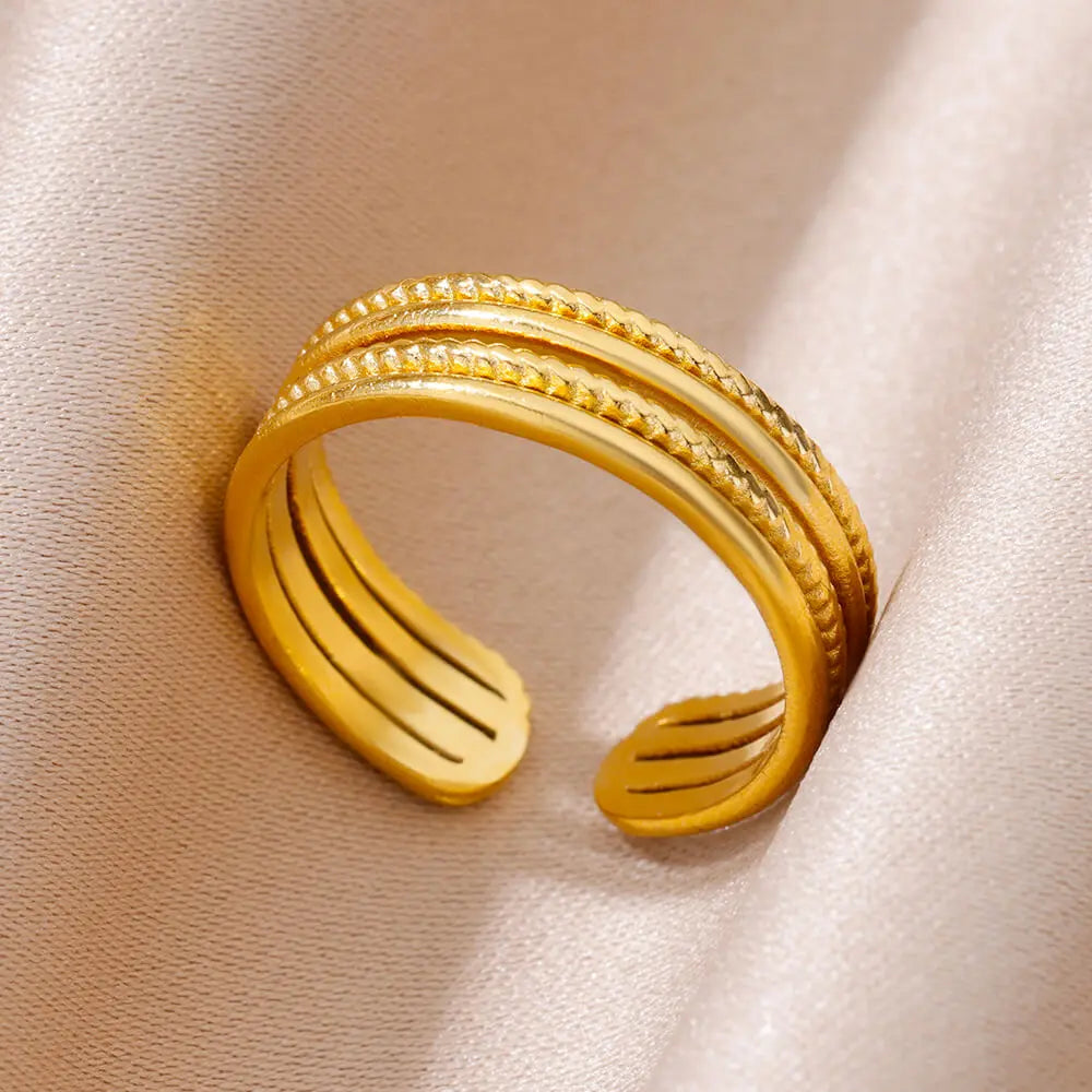 Classic Wedding Couple Rings – Gold Tone Stainless Steel Band Set