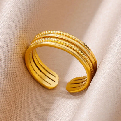 Classic Wedding Couple Rings – Gold Tone Stainless Steel Band Set