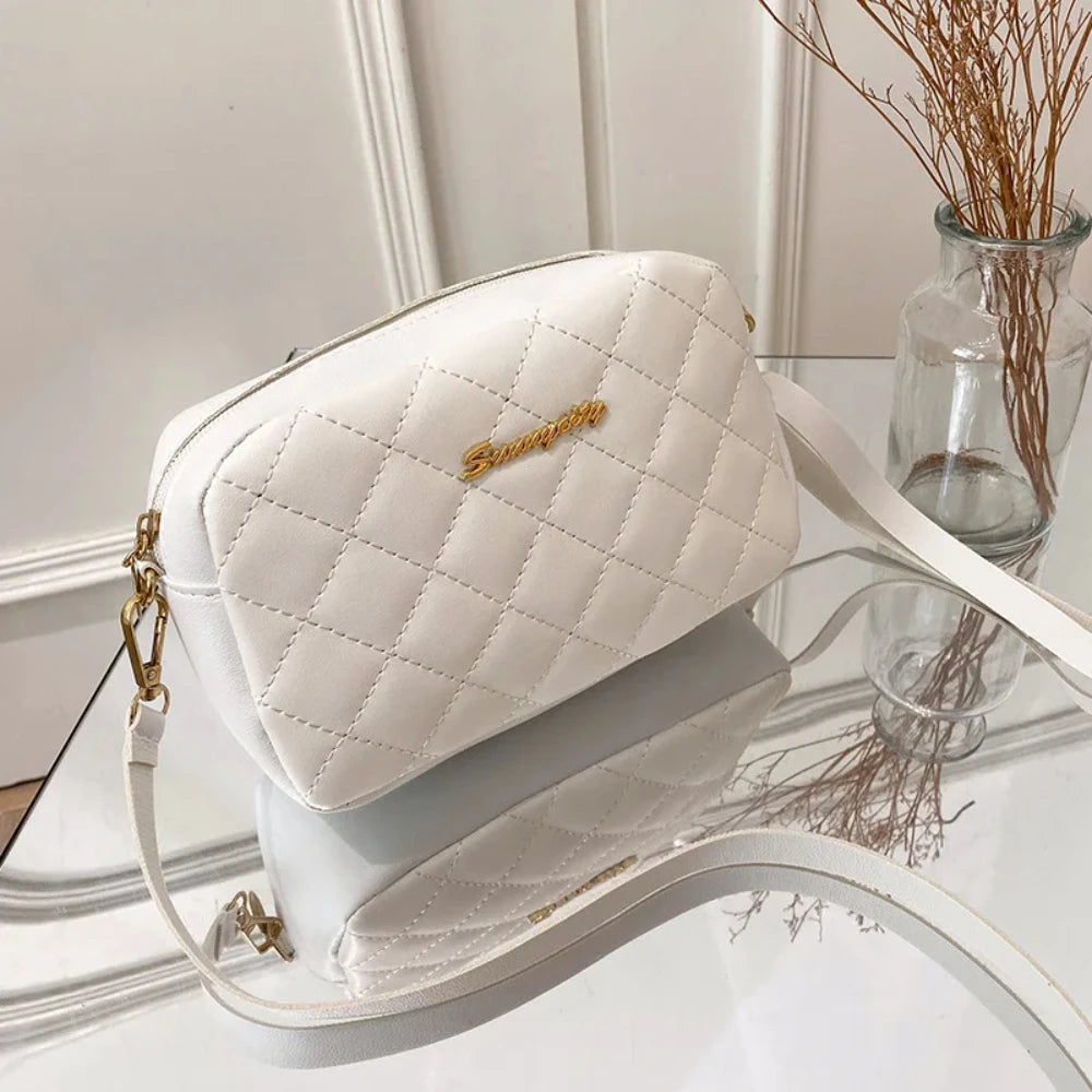 Elegant Plaid Stitch Shoulder Bag – Small Tassel Crossbody for Women