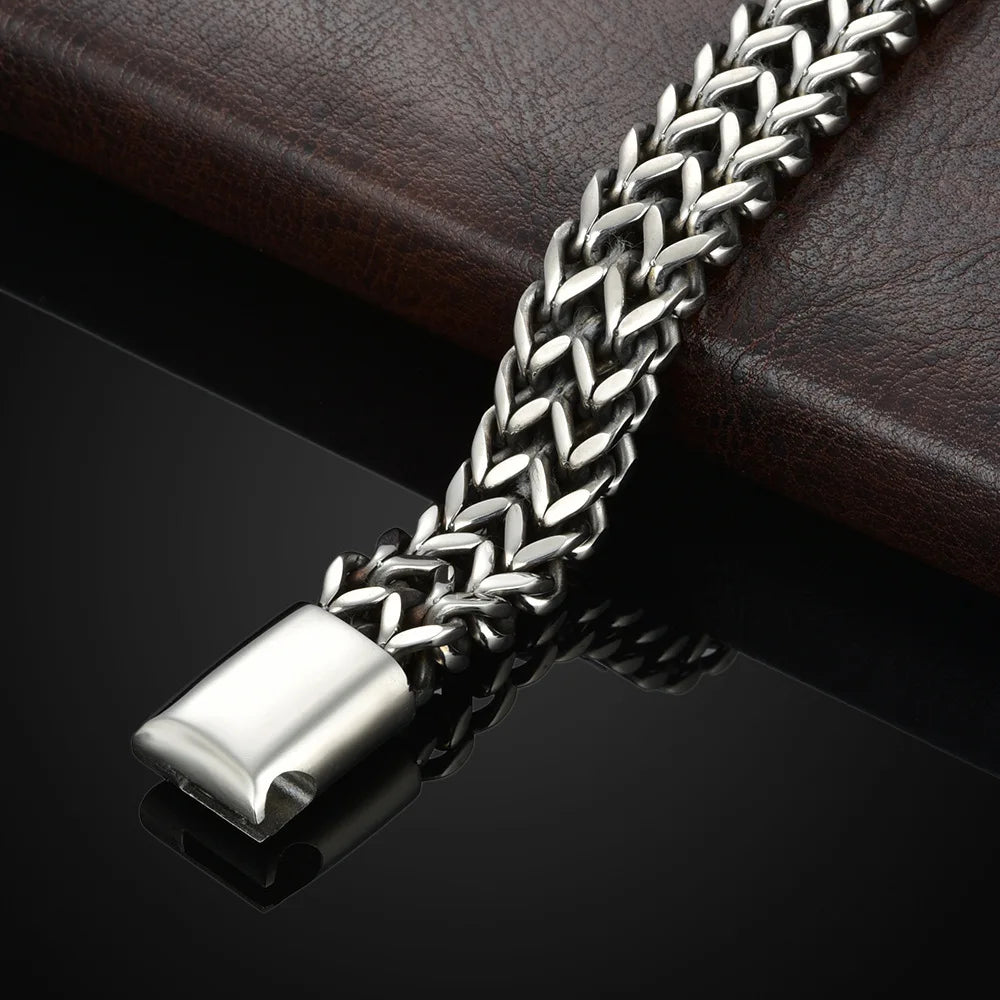 Braided Fish Scale Magnetic Bracelet – Stainless Steel Modern Chain Jewelry