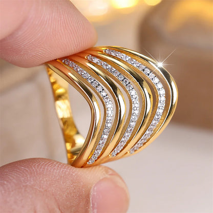 Luxury-Inspired Multilayer Zircon Ring – Elegant Women’s Wedding & Engagement Accessory