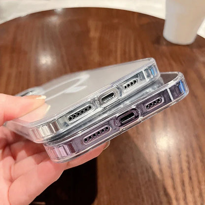 MagSafe Transparent Shockproof Magnetic Phone Case – Wireless Charging PC Cover