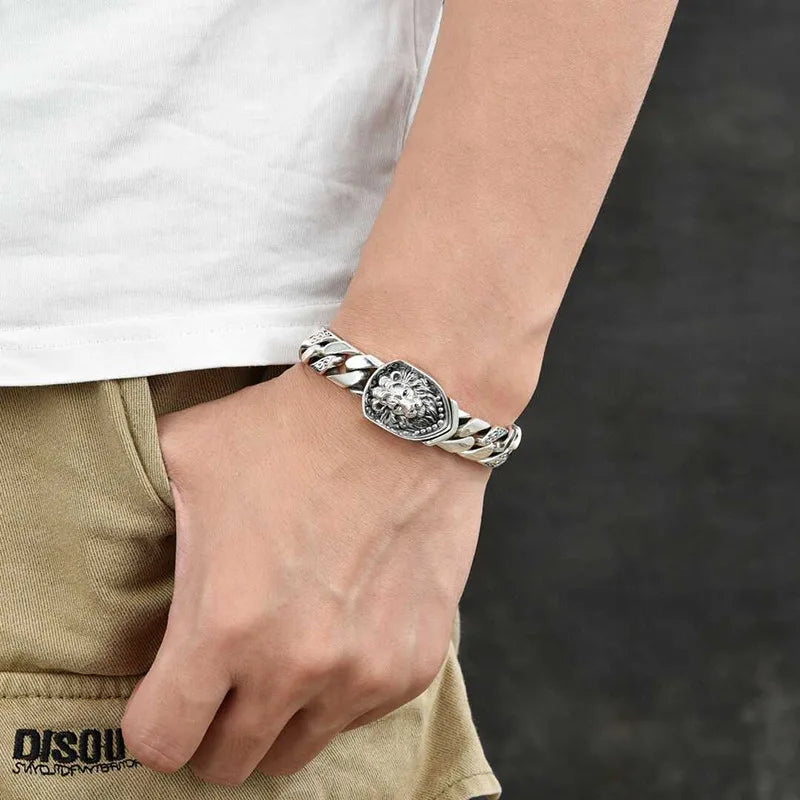 Luxury Men Lion Chain Bracelet – Bold Personality Cuban Jewelry