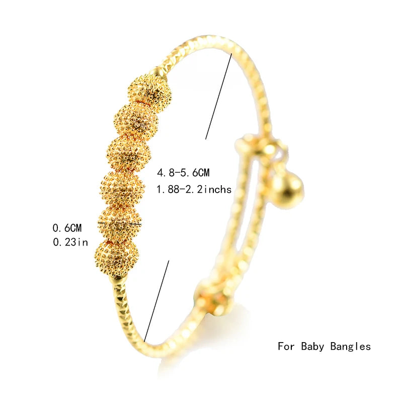 Traditional Style Kids Bracelets – 18K Gold Color Baby Bangles Set