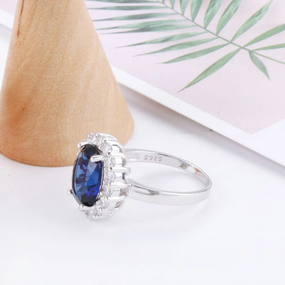 Sparkling Blue Zircon Engagement Ring – Classic Round Cut Women Jewelry