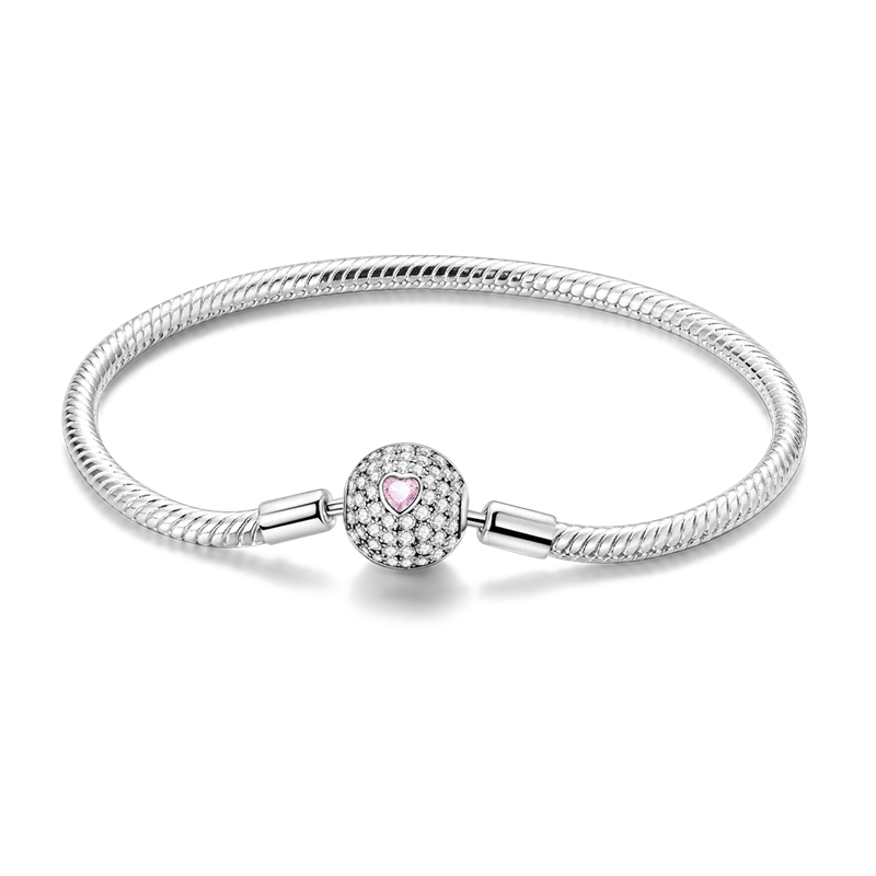 Elegant Heart Charm Bracelet – 925 Silver DIY Beads Jewelry