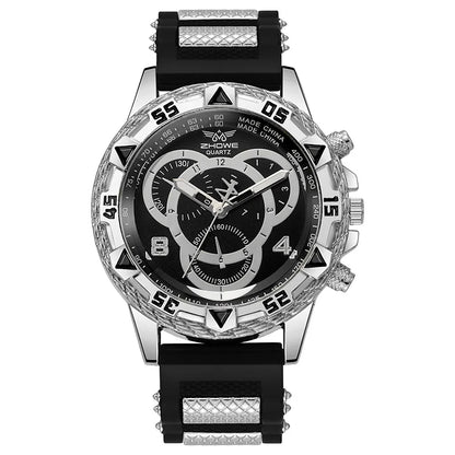 Minimal Analog Quartz Wrist Watch with Silicone Strap for Men