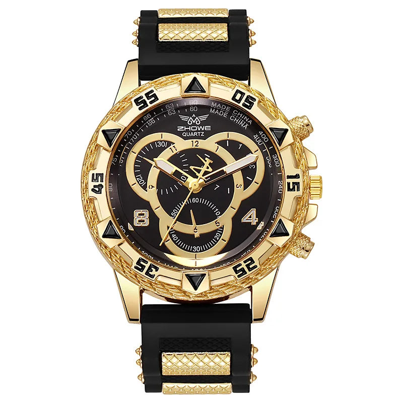 Minimal Analog Quartz Wrist Watch with Silicone Strap for Men