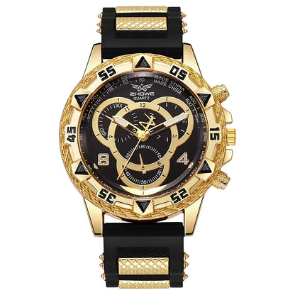 Minimal Analog Quartz Wrist Watch with Silicone Strap for Men