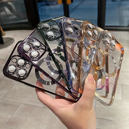 Magnetic Clear Plating Phone Case – MagSafe Compatible Shockproof Cover