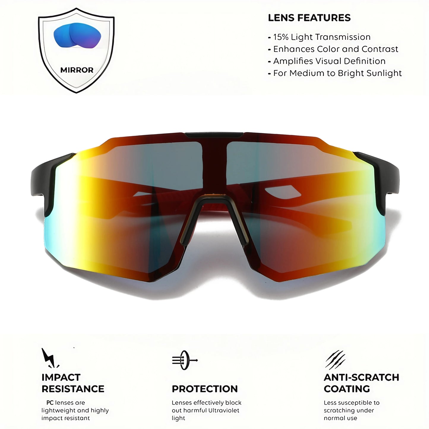 Modern Wrap Sports Eyewear – Lightweight Unisex Outdoor Sunglasses
