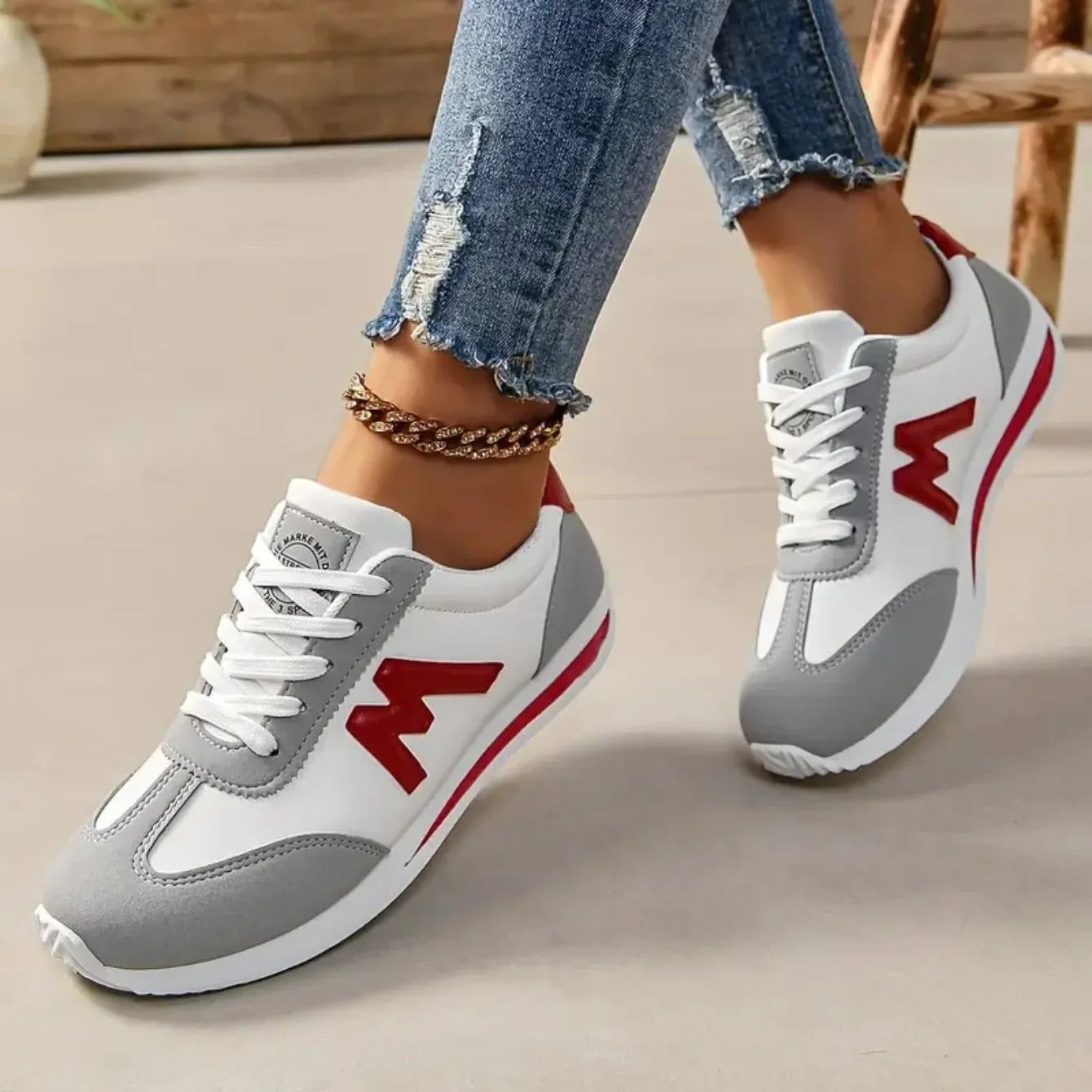 Women’s Lightweight Breathable Cross-Lace Sneakers – Round Toe Casual Style