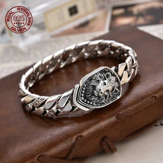 Luxury Men Lion Chain Bracelet – Bold Personality Cuban Jewelry