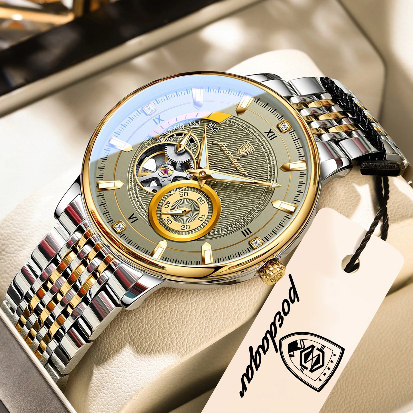 Luxury Skeleton Automatic Watch – Stainless Steel Luminous Design
