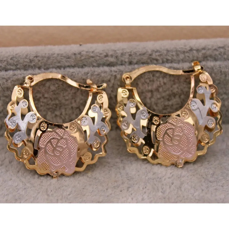 Classic Women’s Hoop Earrings – 14K Gold-Plated Jewelry for Weddings & Parties