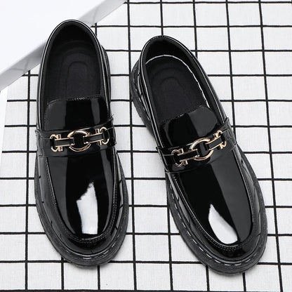 Men’s Horse Buckle Casual Loafers – Black Business Style