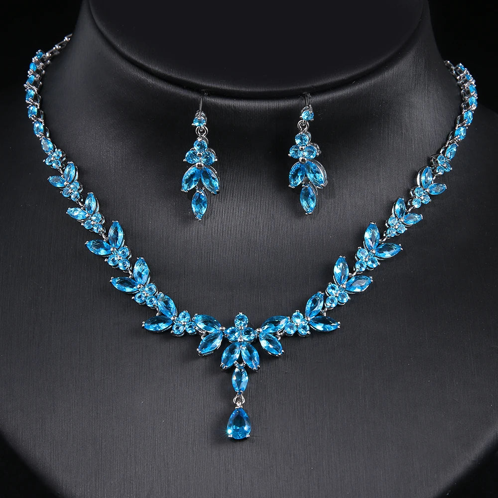 Timeless Cubic Zirconia Necklace & Earrings – Elegant Women’s Jewelry Gift Set