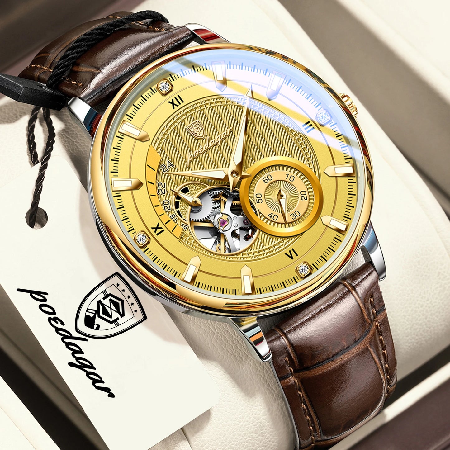 Luxury Skeleton Automatic Watch – Stainless Steel Luminous Design