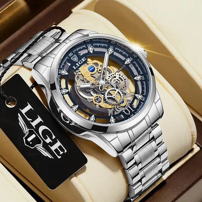 Elegant Stainless Steel Quartz Watch with Roman Numerals and Sleek Finish