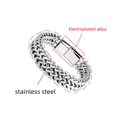 Braided Fish Scale Magnetic Bracelet – Stainless Steel Modern Chain Jewelry