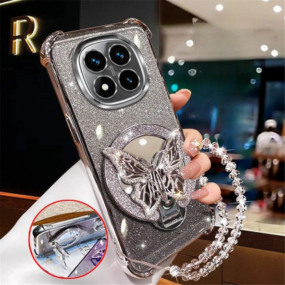 Glam Mirror Phone Case – Sparkle Butterfly Cover with Wrist Strap & Stand
