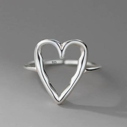 MODERN 925 STERLING SILVER HEART RING