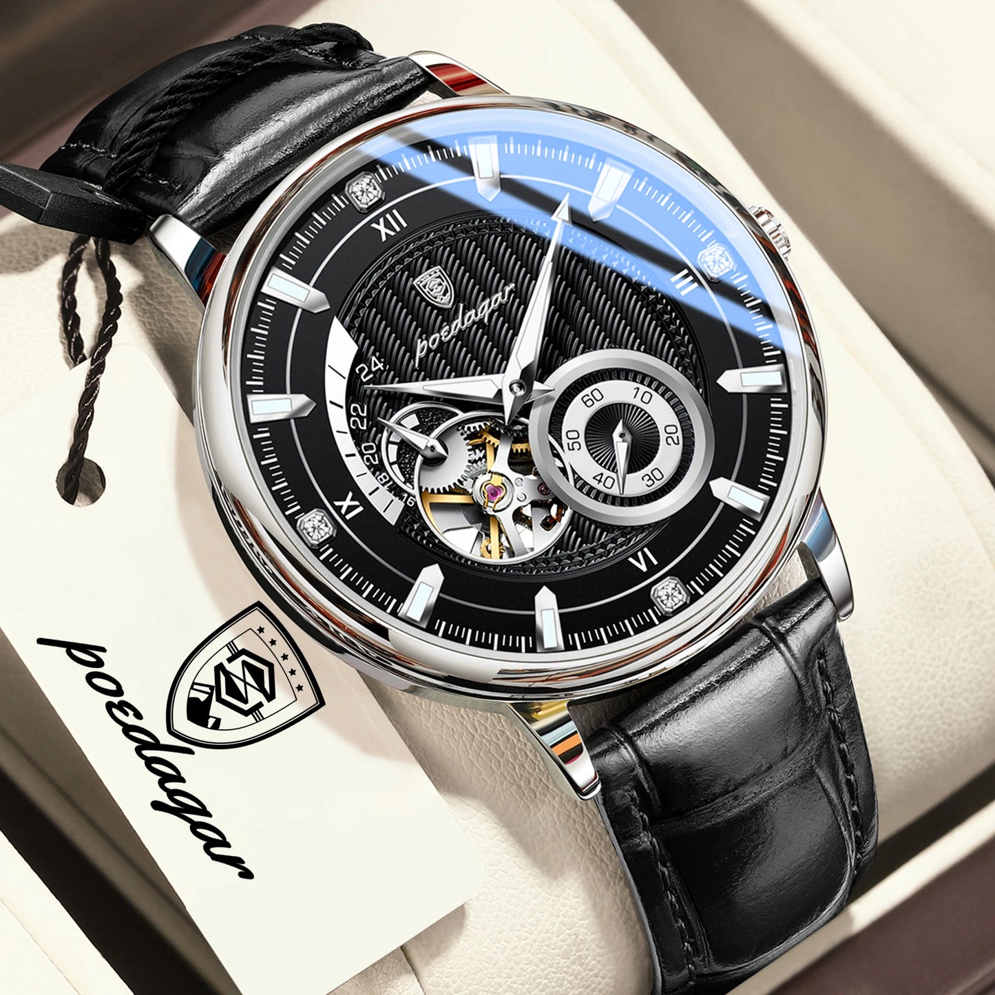 Luxury Skeleton Automatic Watch – Stainless Steel Luminous Design