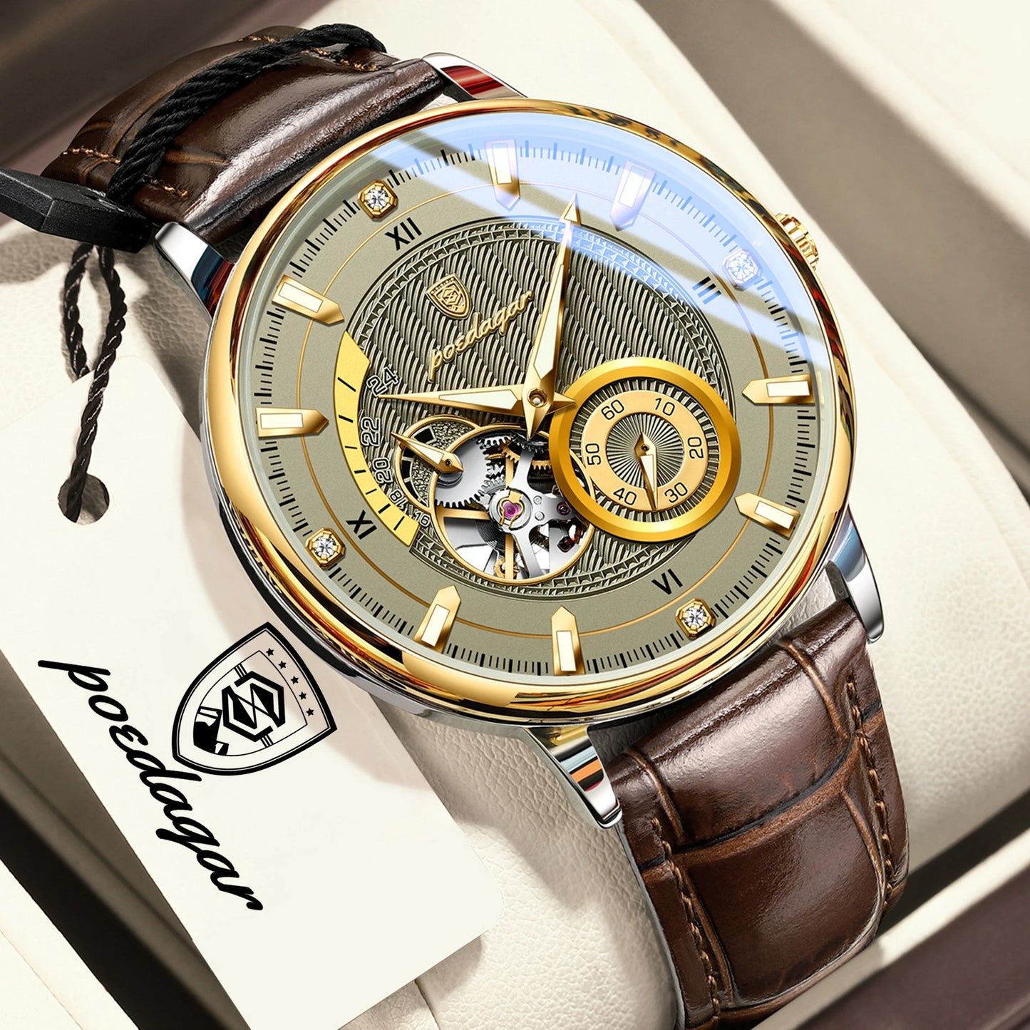 Luxury Skeleton Automatic Watch – Stainless Steel Luminous Design